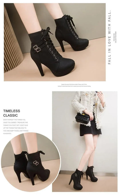 Classic-Lace Ankle Boots – Elegant und Bequem High Heels JLR Design