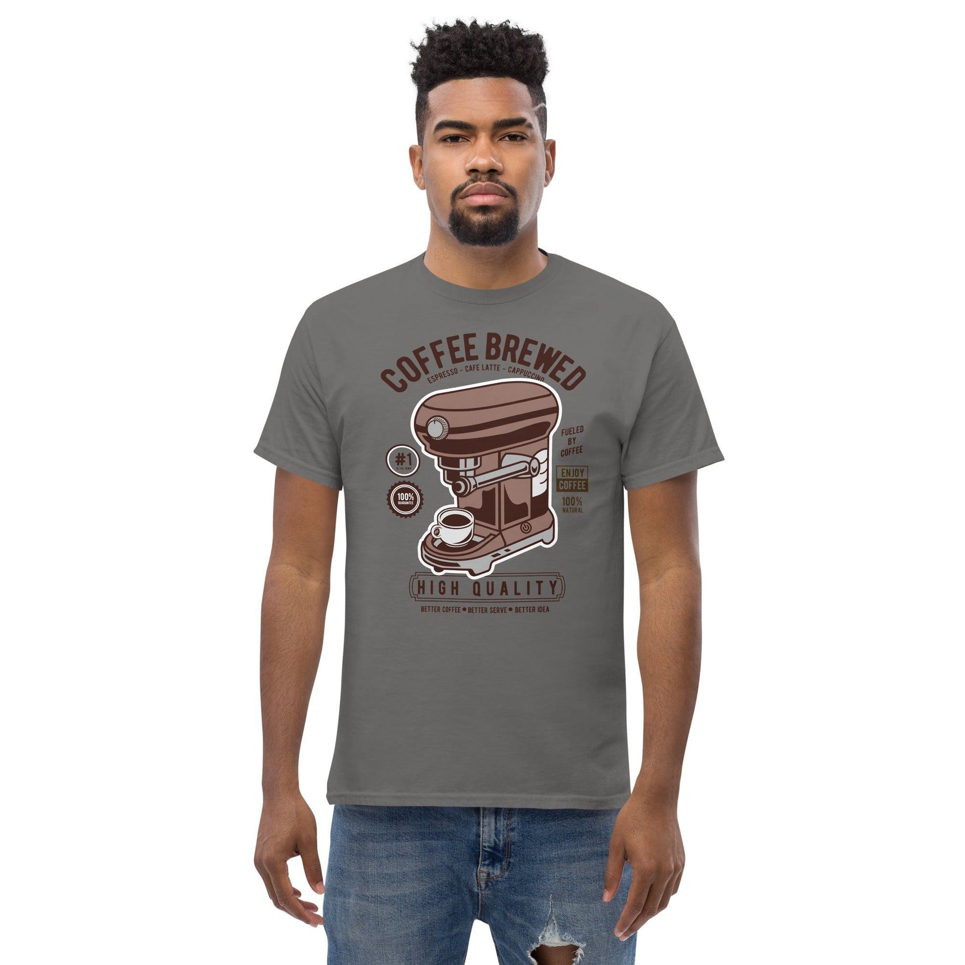 Coffee Brewed Herren-T-Shirt T-Shirt 29.99 Brewed, Coffee, Herren, T-Shirt JLR Design