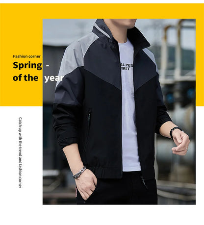 Colorblock Sportjacke für Herren – Stehkragen Jacke JLR Design