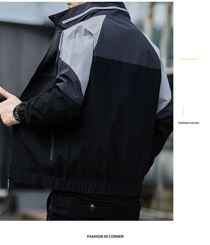 Colorblock Sportjacke für Herren – Stehkragen Jacke JLR Design