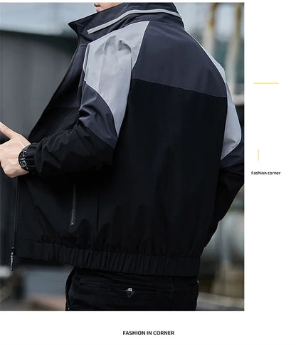 Colorblock Sportjacke für Herren – Stehkragen Jacke JLR Design