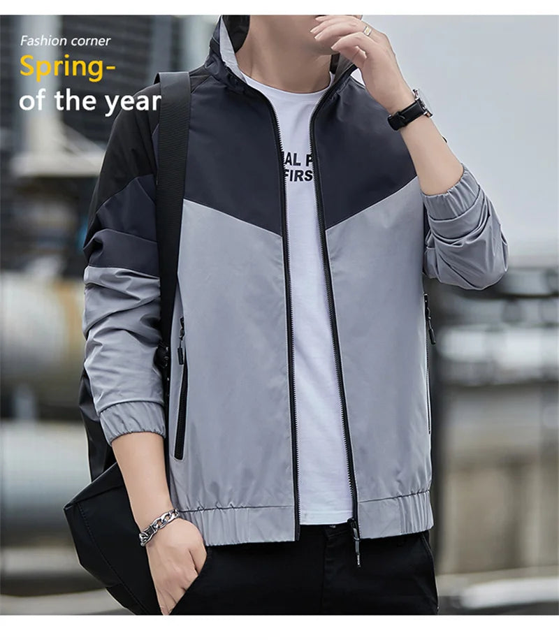 Colorblock Sportjacke für Herren – Stehkragen Jacke JLR Design