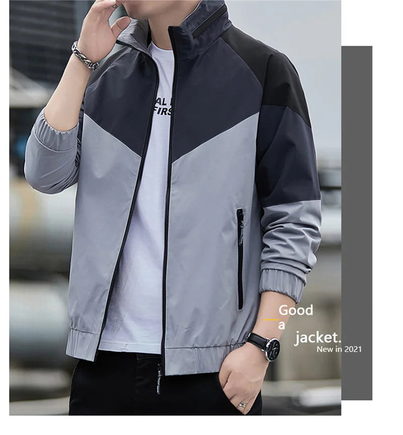 Colorblock Sportjacke für Herren – Stehkragen Jacke JLR Design