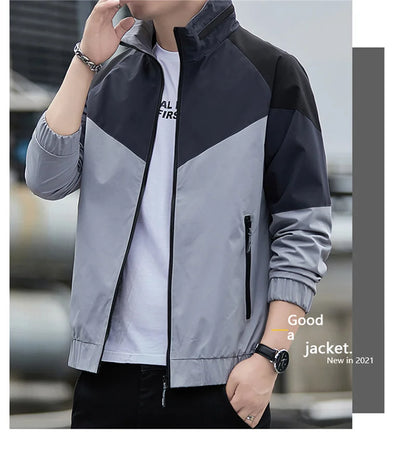 Colorblock Sportjacke für Herren – Stehkragen Jacke JLR Design