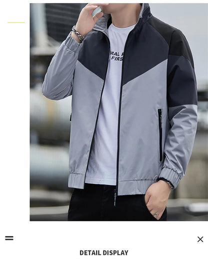 Colorblock Sportjacke für Herren – Stehkragen Jacke JLR Design