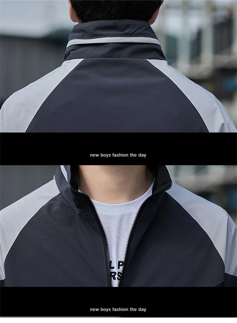 Colorblock Sportjacke für Herren – Stehkragen Jacke JLR Design
