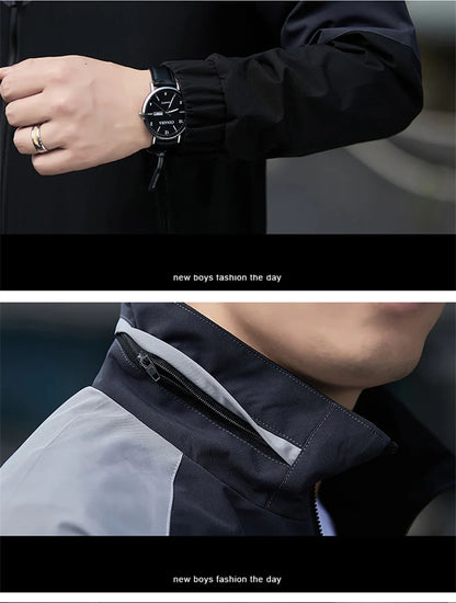 Colorblock Sportjacke für Herren – Stehkragen Jacke JLR Design