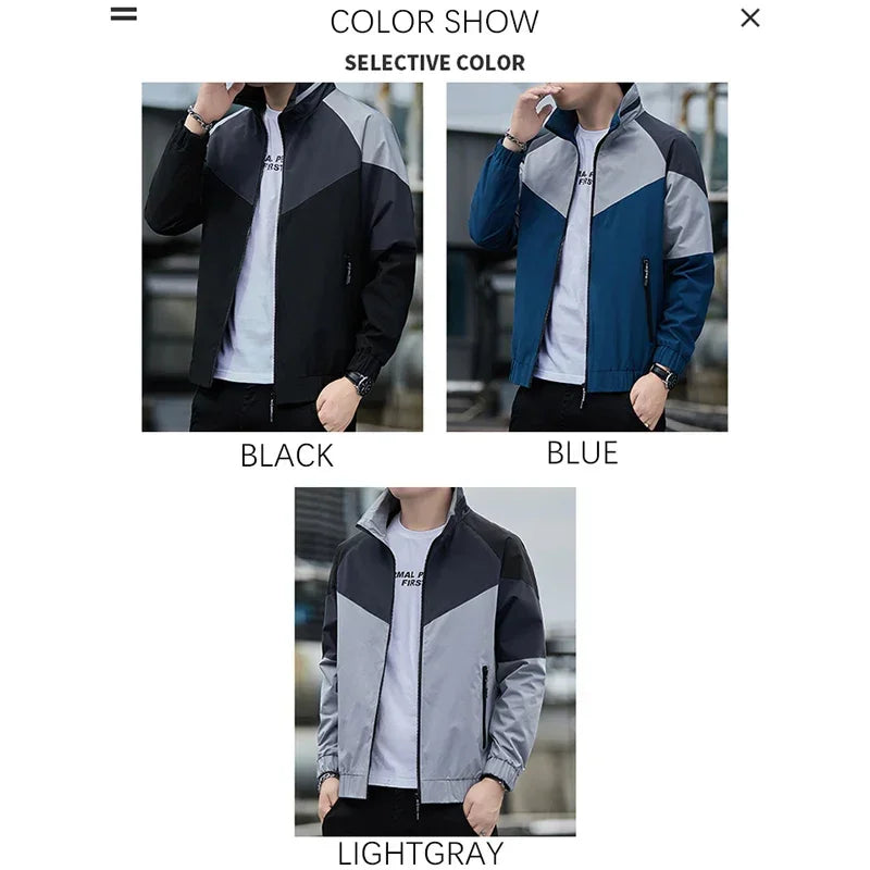 Colorblock Sportjacke für Herren – Stehkragen Jacke JLR Design