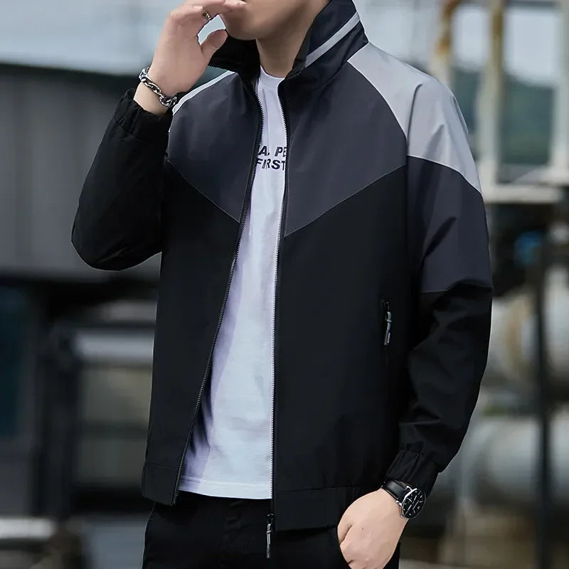 Colorblock Sportjacke für Herren – Stehkragen Jacke JLR Design