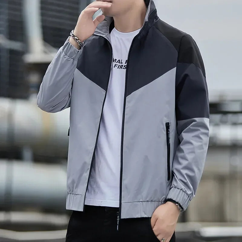 Colorblock Sportjacke für Herren – Stehkragen Jacke JLR Design