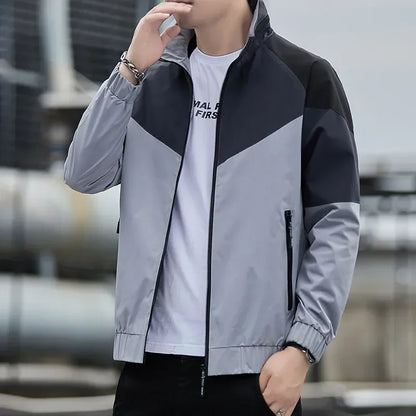 Colorblock Sportjacke für Herren – Stehkragen Jacke JLR Design