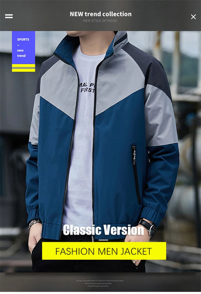 Colorblock Sportjacke für Herren – Stehkragen Jacke JLR Design