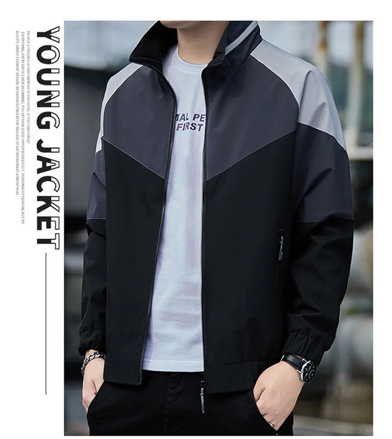 Colorblock Sportjacke für Herren – Stehkragen Jacke JLR Design