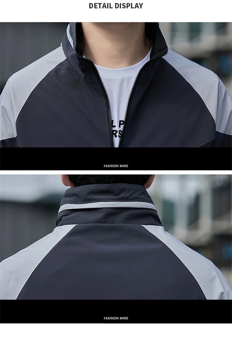 Colorblock Sportjacke für Herren – Stehkragen Jacke JLR Design