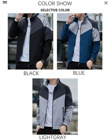 Colorblock Sportjacke für Herren – Stehkragen Jacke JLR Design