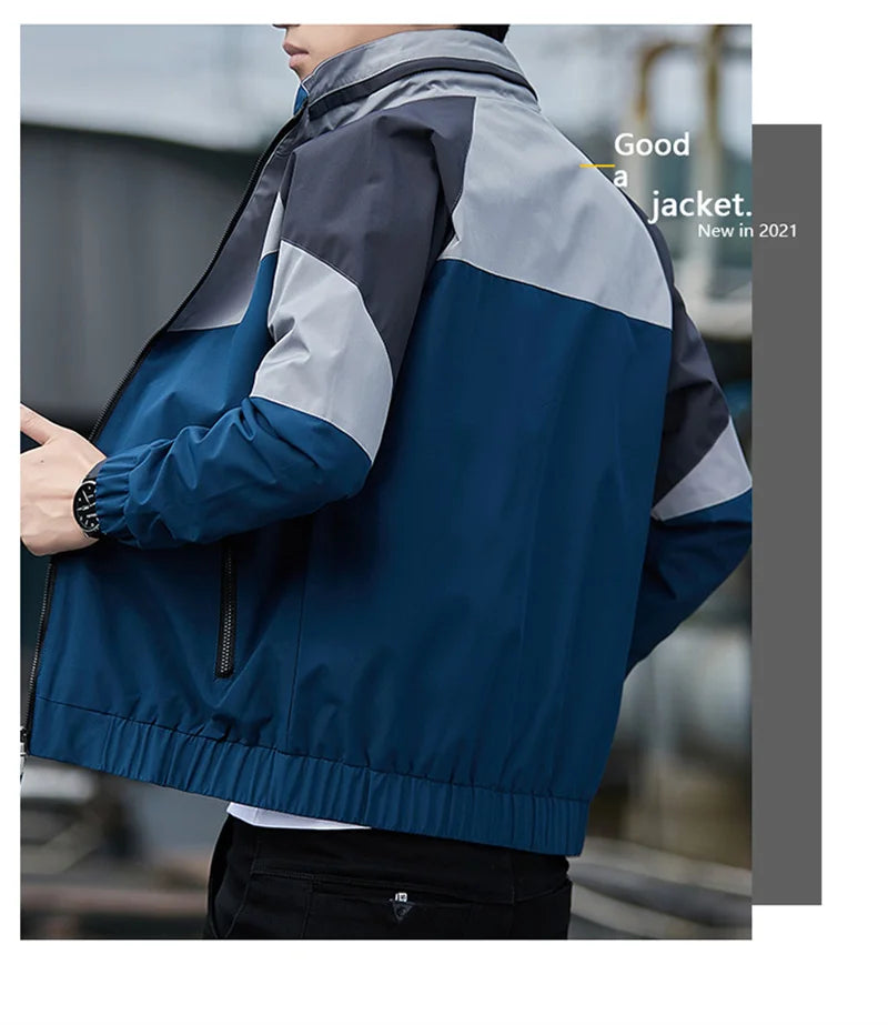Colorblock Sportjacke für Herren – Stehkragen Jacke JLR Design