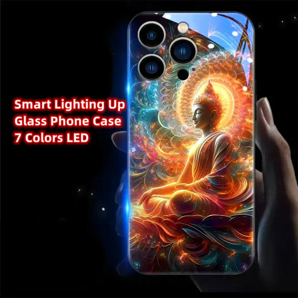 Colorful Buddha Master Smart LED Hülle für Samsung S24 S23 S22 Cover JLR Design