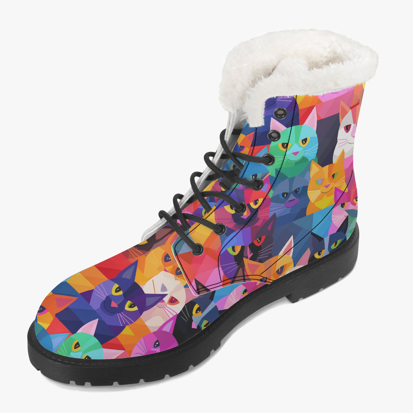 Colorful Cats Faux Fur Leder Boots Boots JLR Design