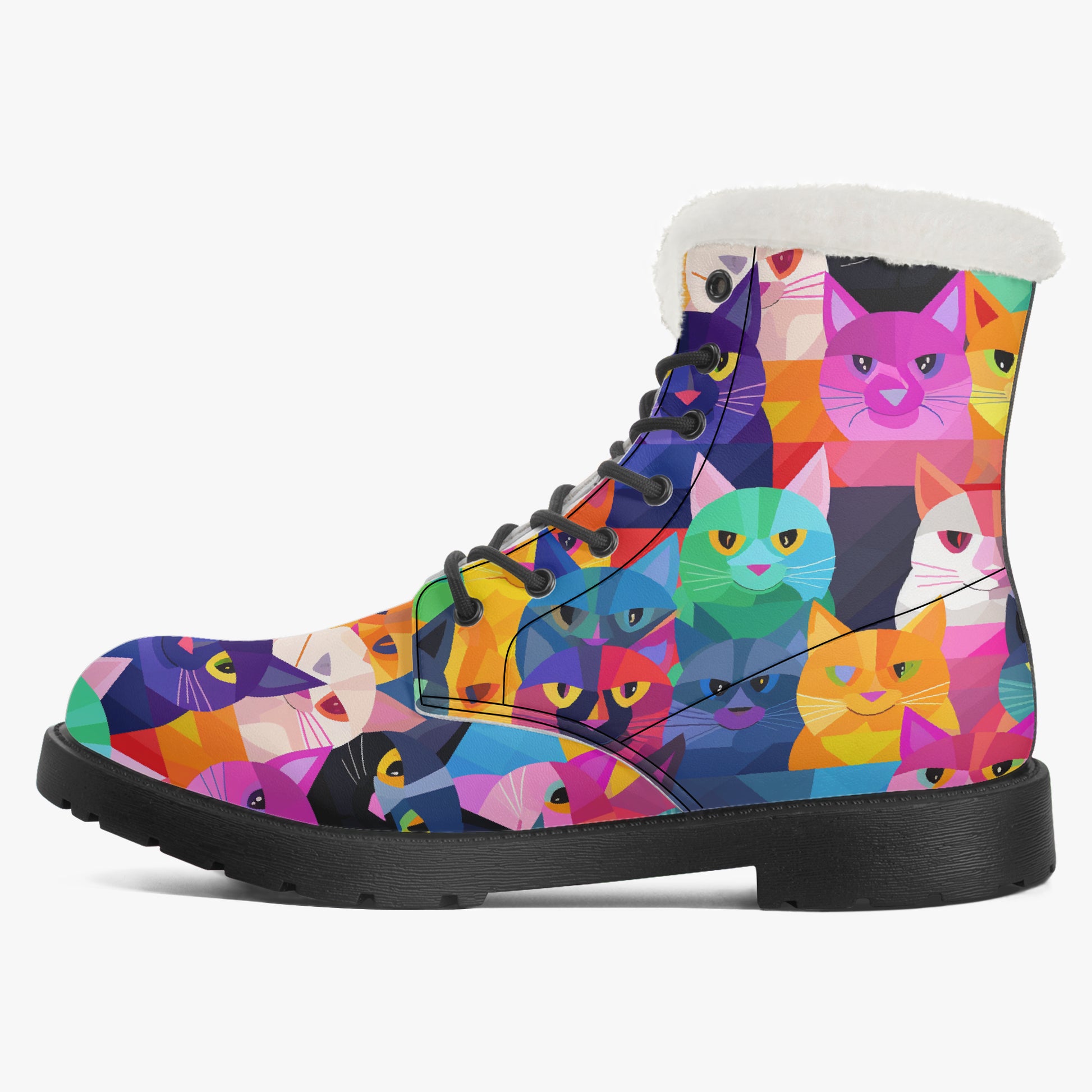 Colorful Cats Faux Fur Leder Boots Boots JLR Design