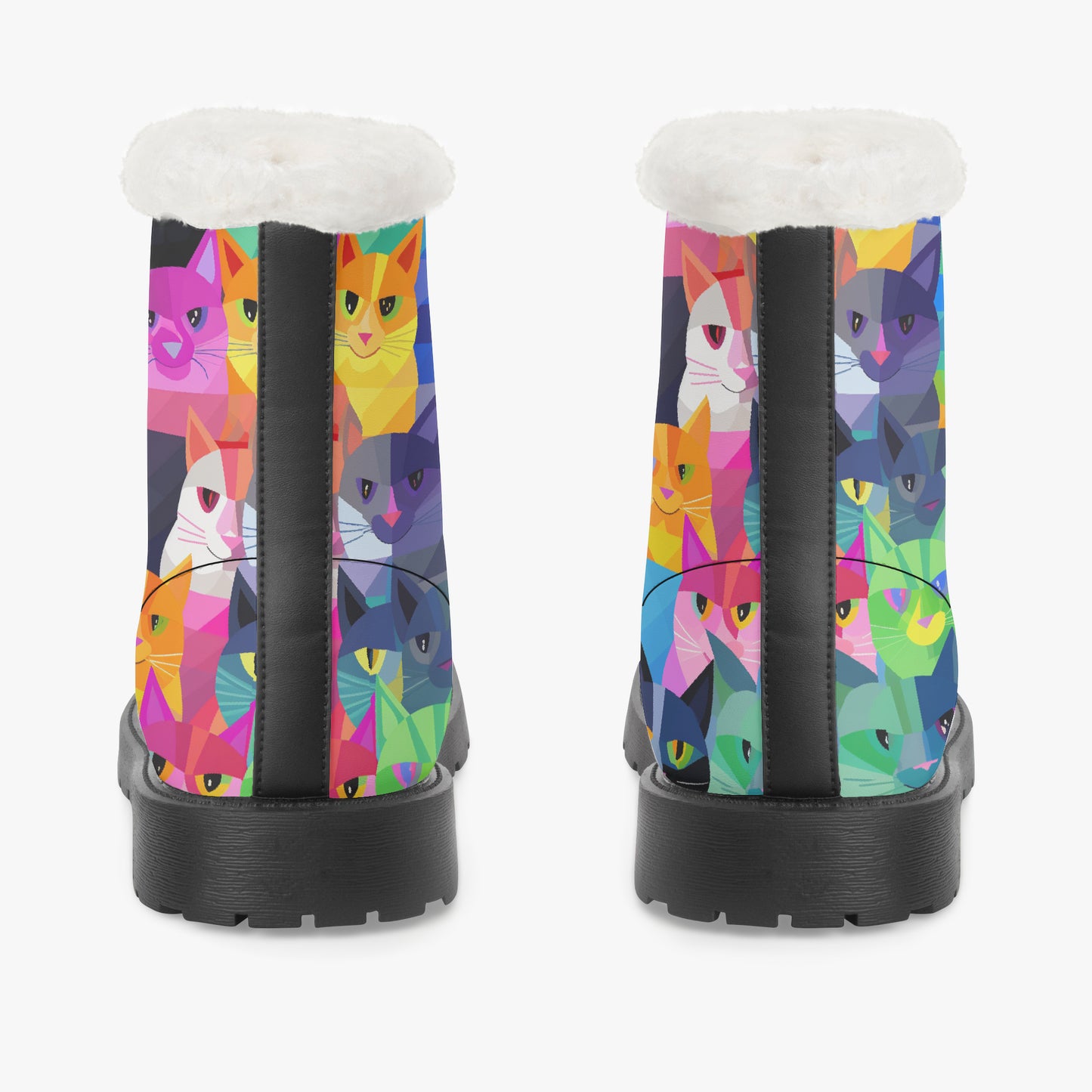 Colorful Cats Faux Fur Leder Boots Boots JLR Design