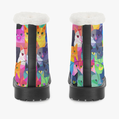 Colorful Cats Faux Fur Leder Boots Boots JLR Design