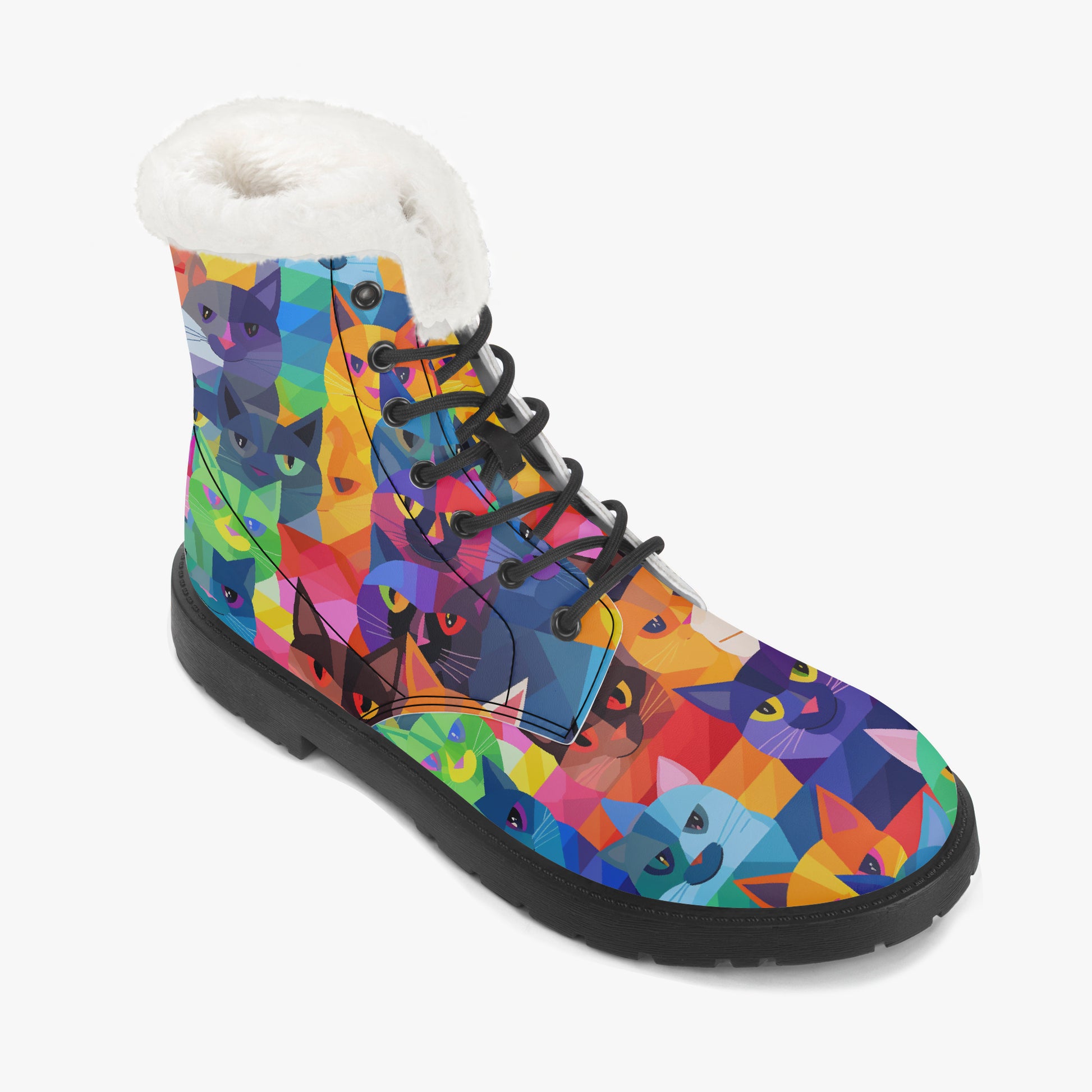 Colorful Cats Faux Fur Leder Boots Boots JLR Design
