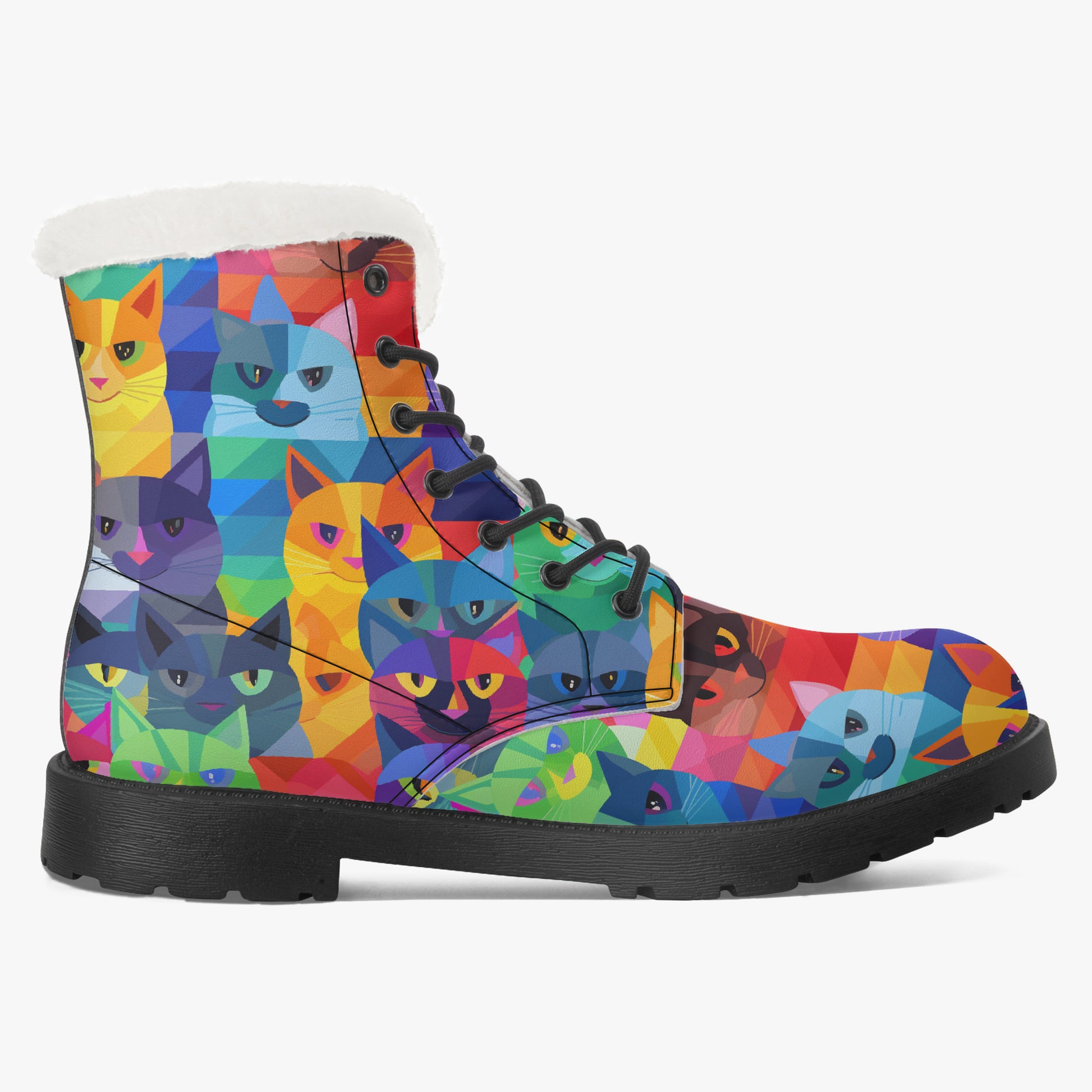 Colorful Cats Faux Fur Leder Boots Boots JLR Design
