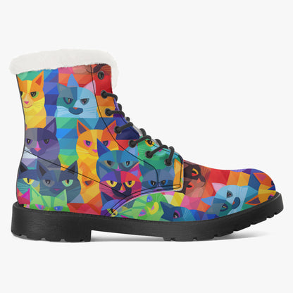 Colorful Cats Faux Fur Leder Boots Boots JLR Design