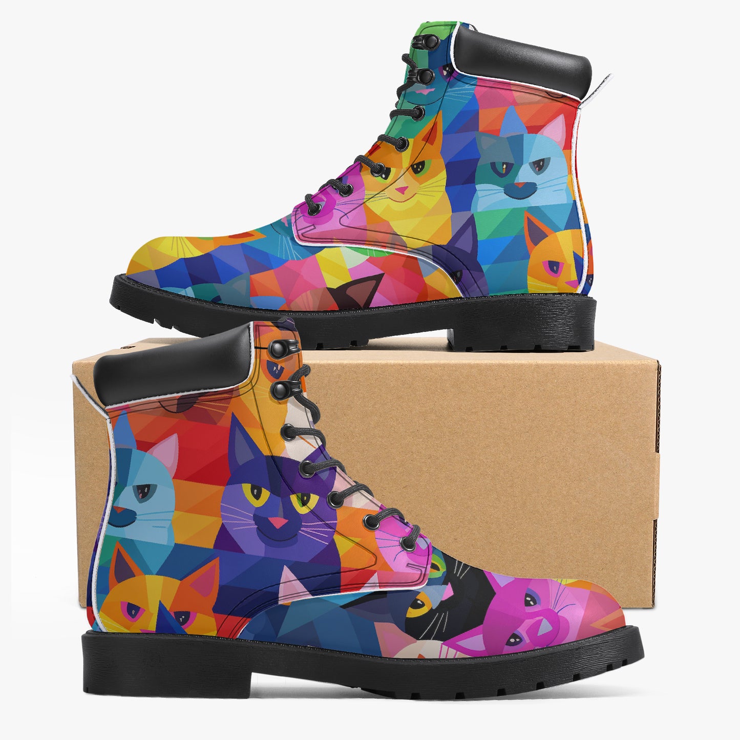 Colorful Cats Leder Boots | Stylische und Warme Winterstiefel Boots JLR Design