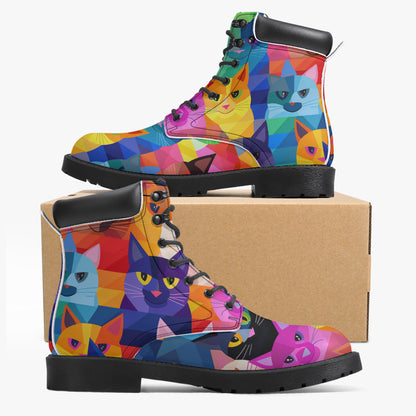 Colorful Cats Leder Boots | Stylische und Warme Winterstiefel Boots JLR Design