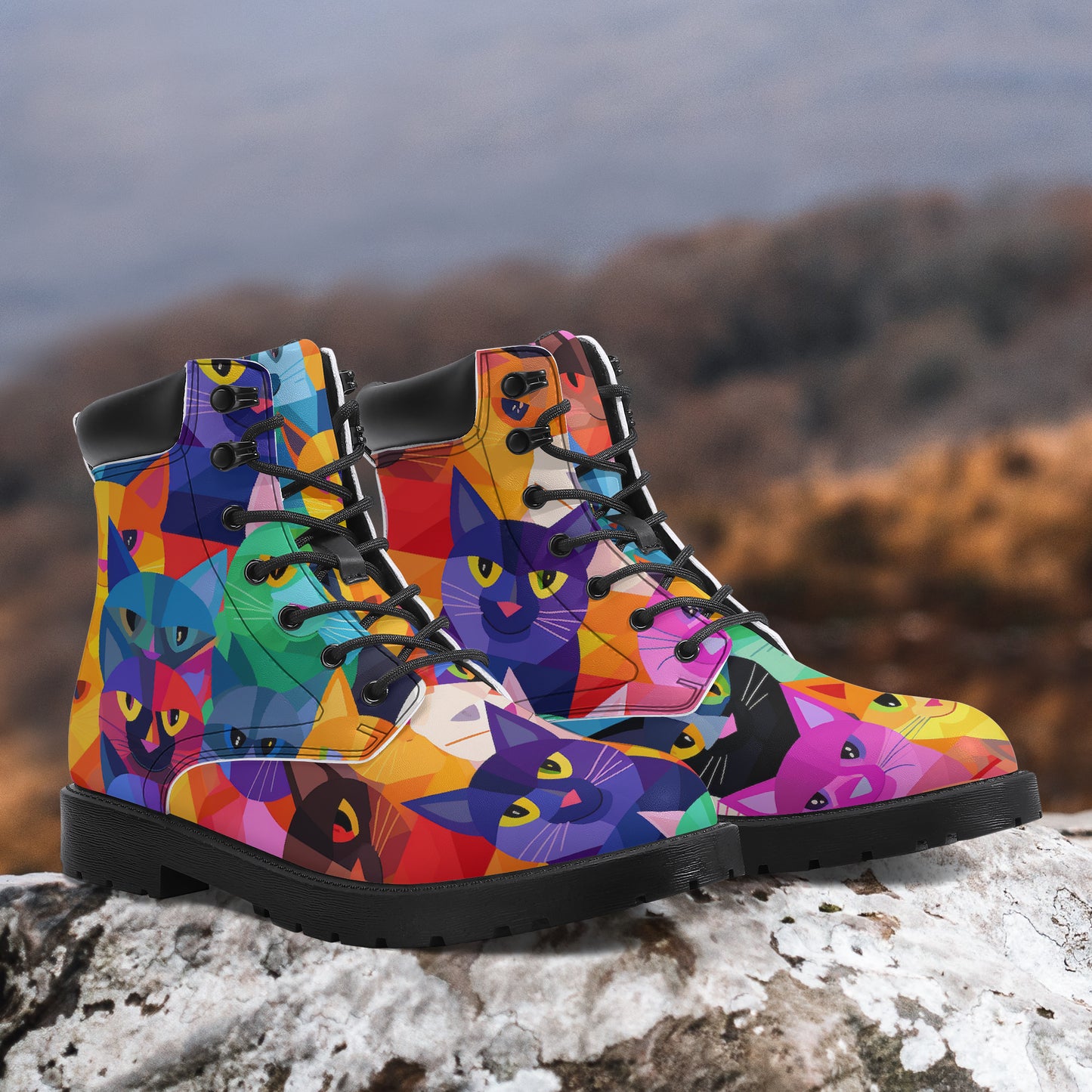 Colorful Cats Leder Boots | Stylische und Warme Winterstiefel Boots JLR Design