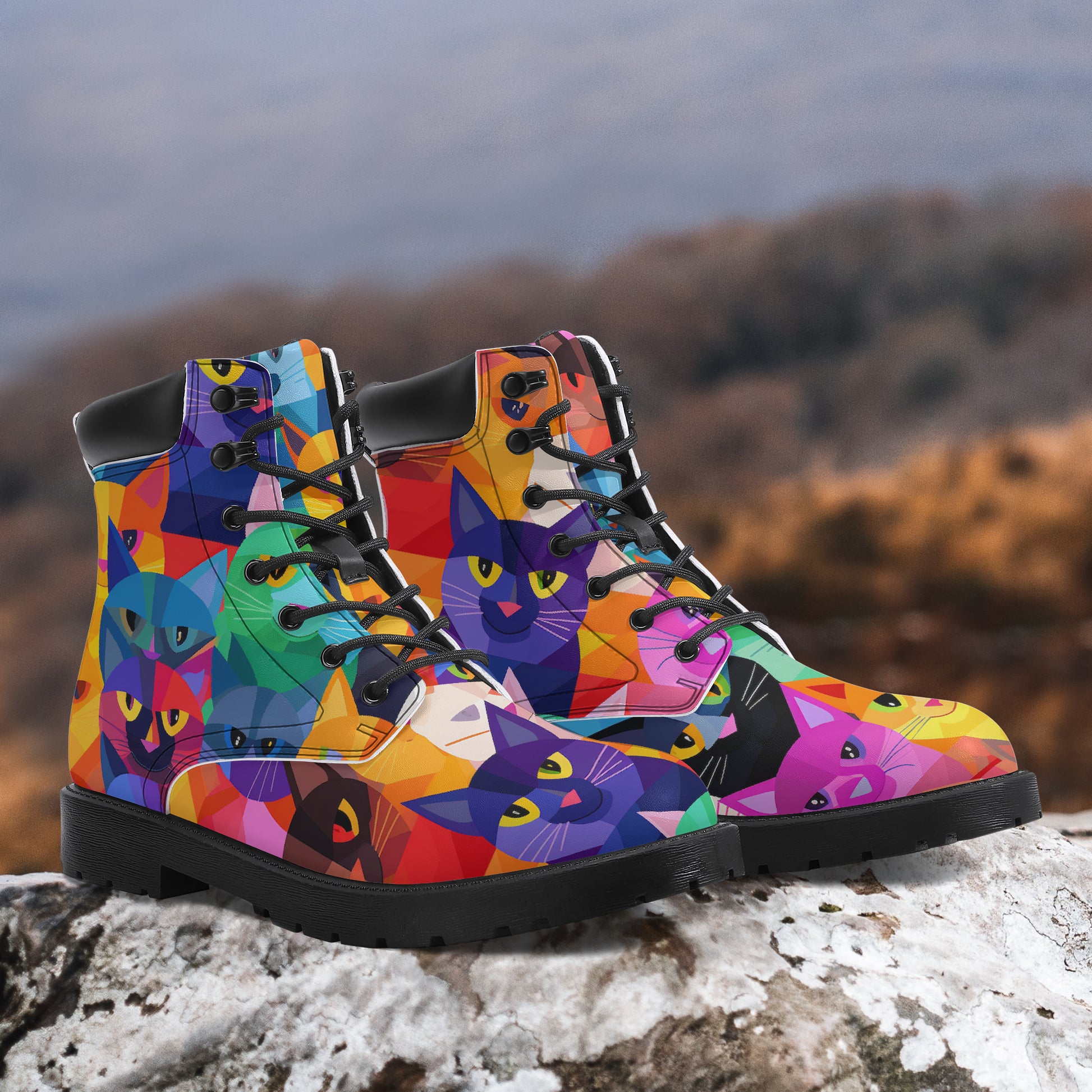 Colorful Cats Leder Boots | Stylische und Warme Winterstiefel Boots JLR Design
