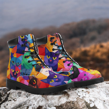 Colorful Cats Leder Boots | Stylische und Warme Winterstiefel Boots JLR Design