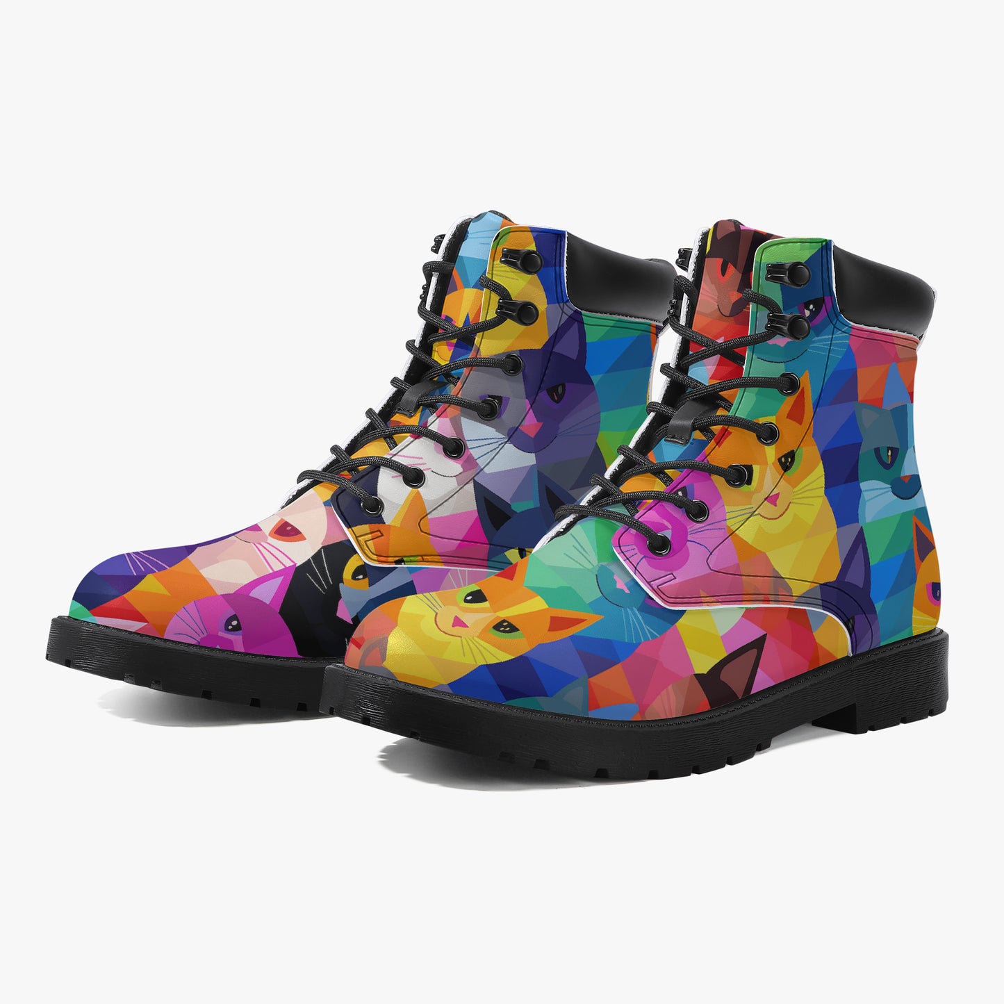 Colorful Cats Leder Boots | Stylische und Warme Winterstiefel Boots JLR Design