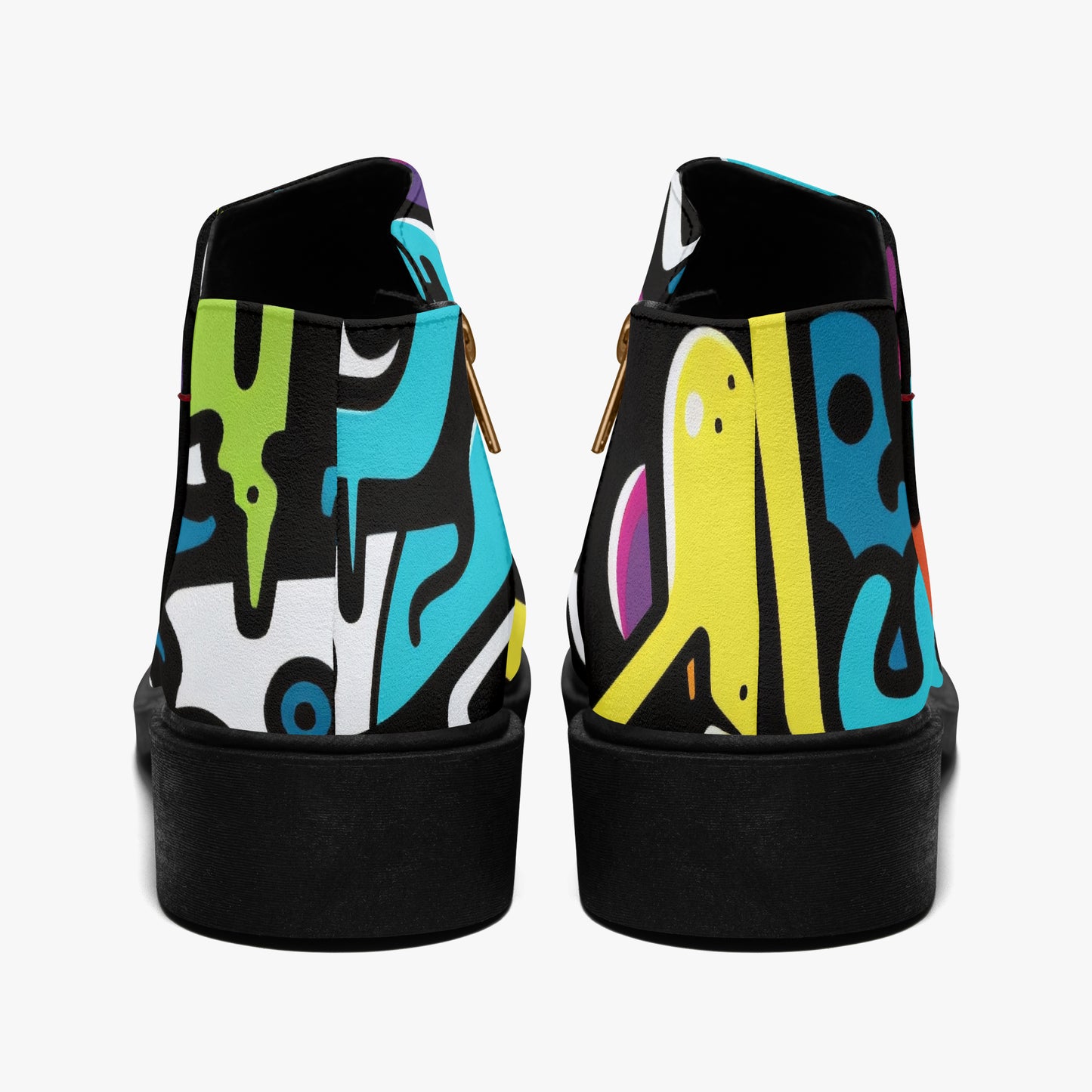 Colorful Graffiti v1 elegante Reißverschluss-Stiefeletten Stiefeletten JLR Design