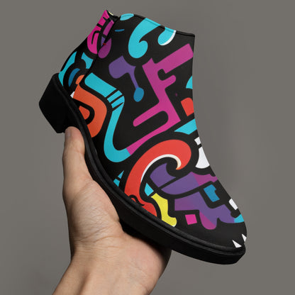 Colorful Graffiti v1 elegante Reißverschluss-Stiefeletten Stiefeletten JLR Design
