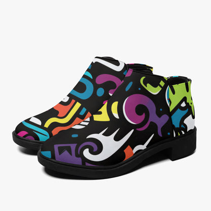 Colorful Graffiti v1 elegante Reißverschluss-Stiefeletten Stiefeletten JLR Design