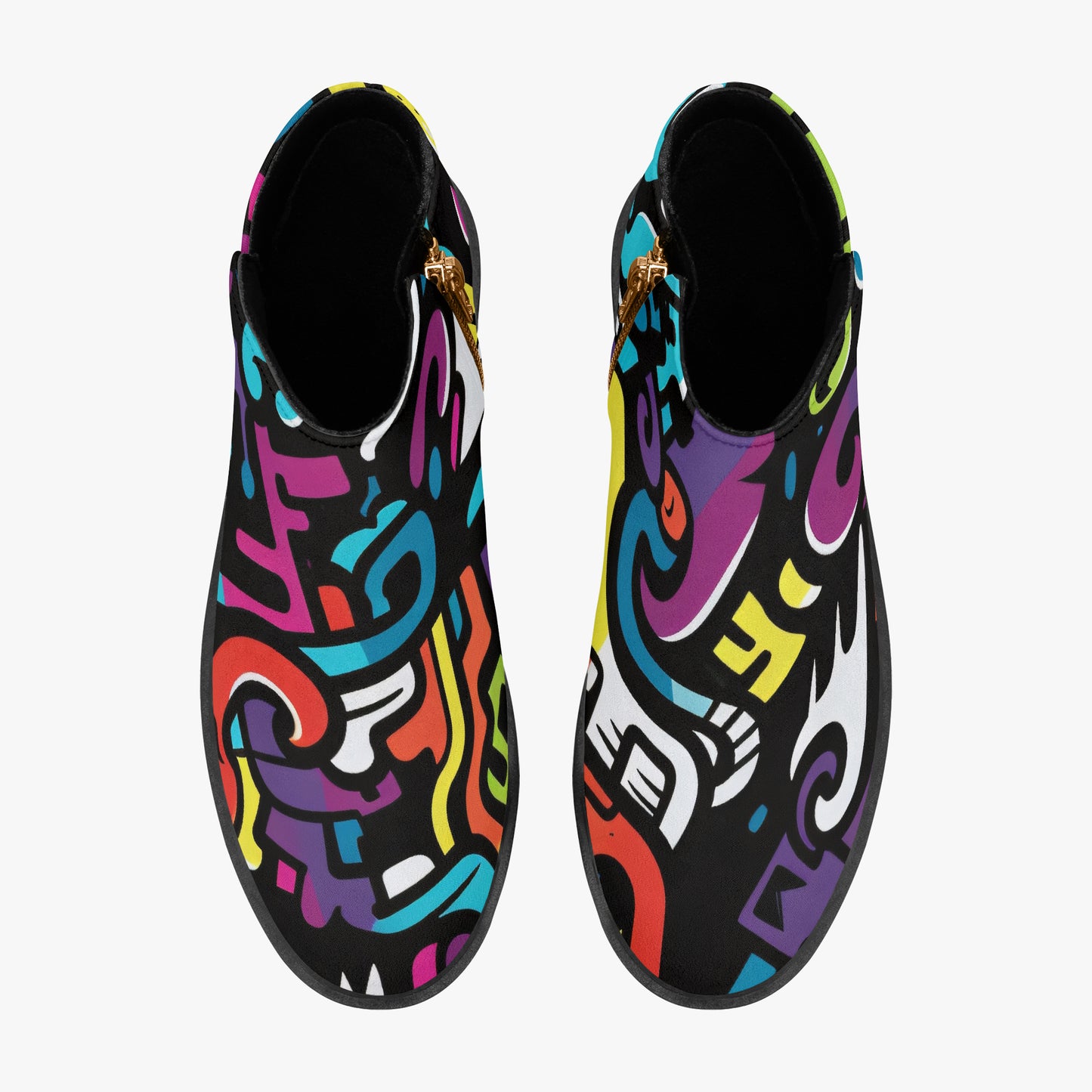 Colorful Graffiti v1 elegante Reißverschluss-Stiefeletten Stiefeletten JLR Design