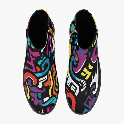 Colorful Graffiti v1 elegante Reißverschluss-Stiefeletten Stiefeletten JLR Design
