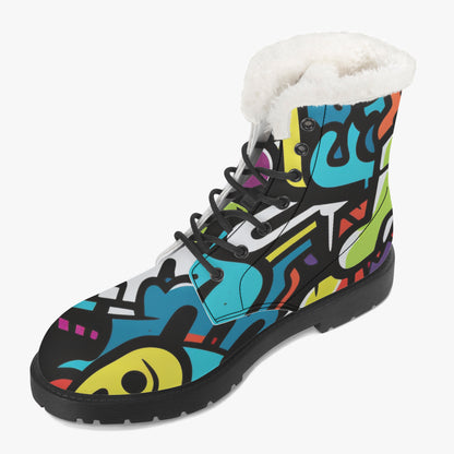 Colorful Graffiti v1 Faux Fur Leder Boots Boots JLR Design