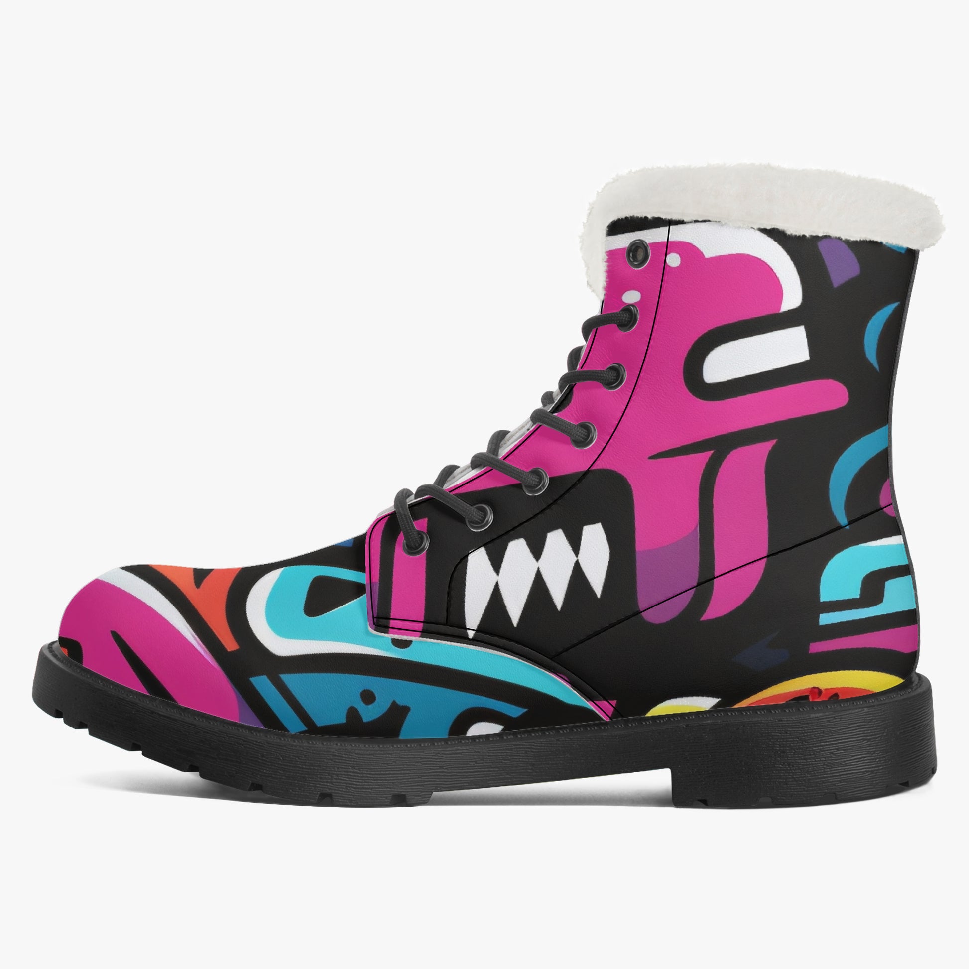 Colorful Graffiti v1 Faux Fur Leder Boots Boots JLR Design