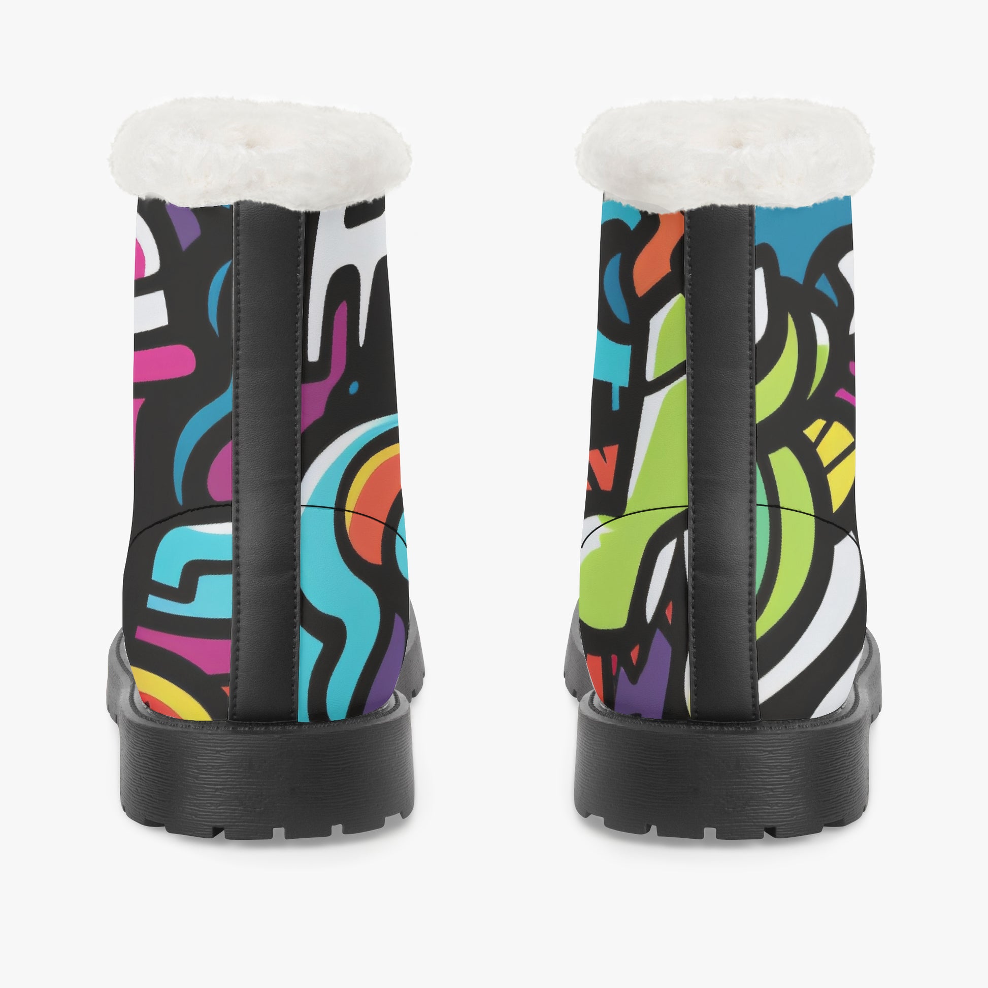 Colorful Graffiti v1 Faux Fur Leder Boots Boots JLR Design