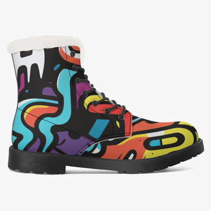 Colorful Graffiti v1 Faux Fur Leder Boots Boots JLR Design