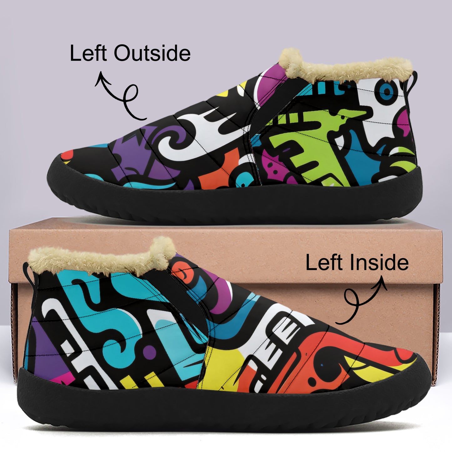 Colorful Graffiti v1 Faux Fur Slipper Slipper JLR Design
