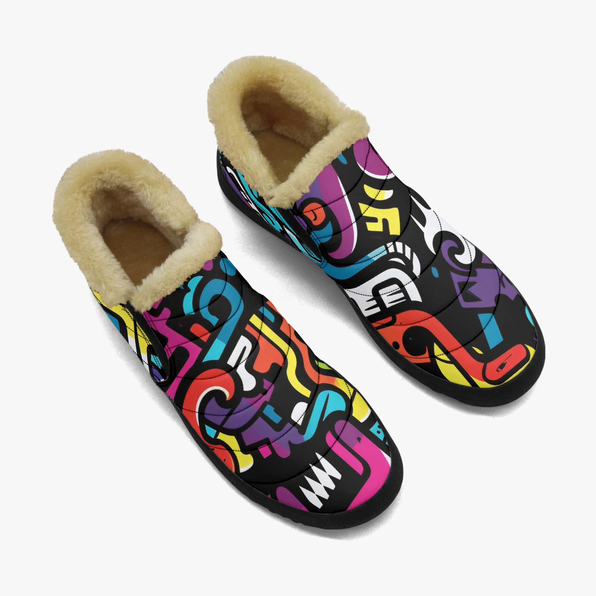 Colorful Graffiti v1 Faux Fur Slipper Slipper JLR Design