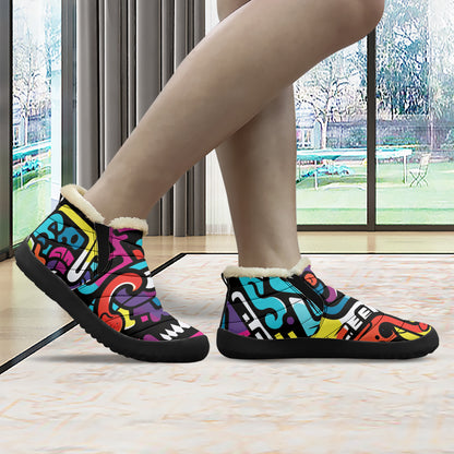 Colorful Graffiti v1 Faux Fur Slipper Slipper JLR Design