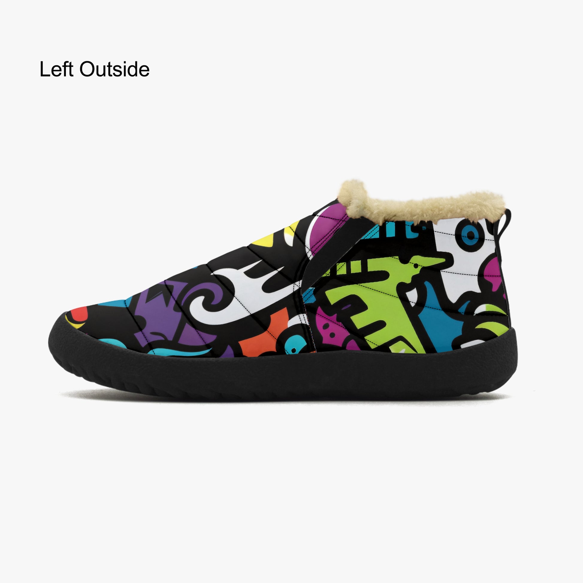 Colorful Graffiti v1 Faux Fur Slipper Slipper JLR Design