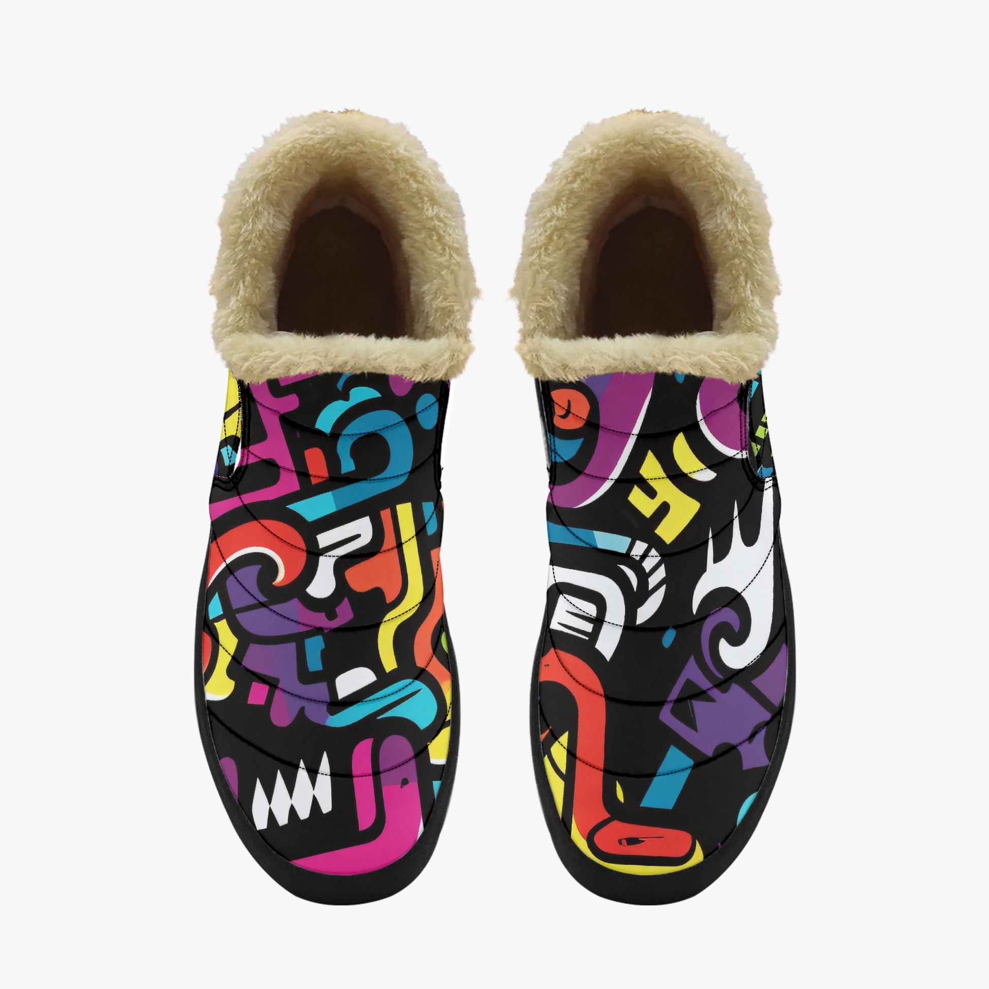 Colorful Graffiti v1 Faux Fur Slipper Slipper JLR Design