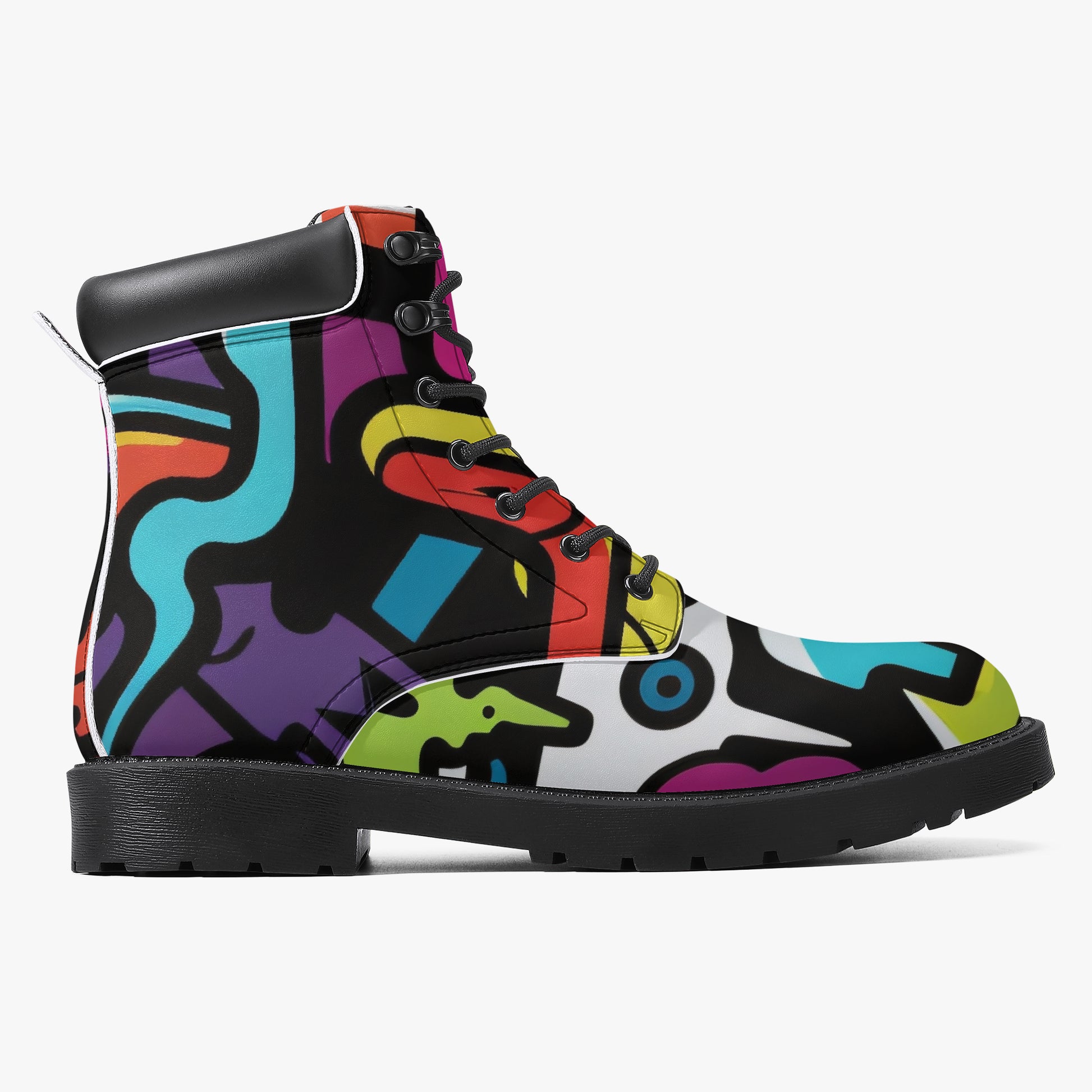 Colorful Graffiti v1 Leder Boots | Stylische und Warme Winterstiefel Boots JLR Design