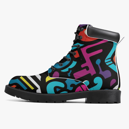 Colorful Graffiti v1 Leder Boots | Stylische und Warme Winterstiefel Boots JLR Design